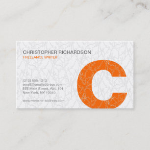 Orange & White Tree Branches Initial Business Card