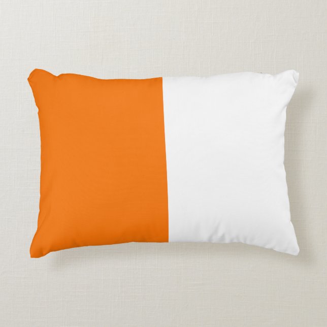 Orange White Two Colour Tone Half Split  Accent Pillow (Front)