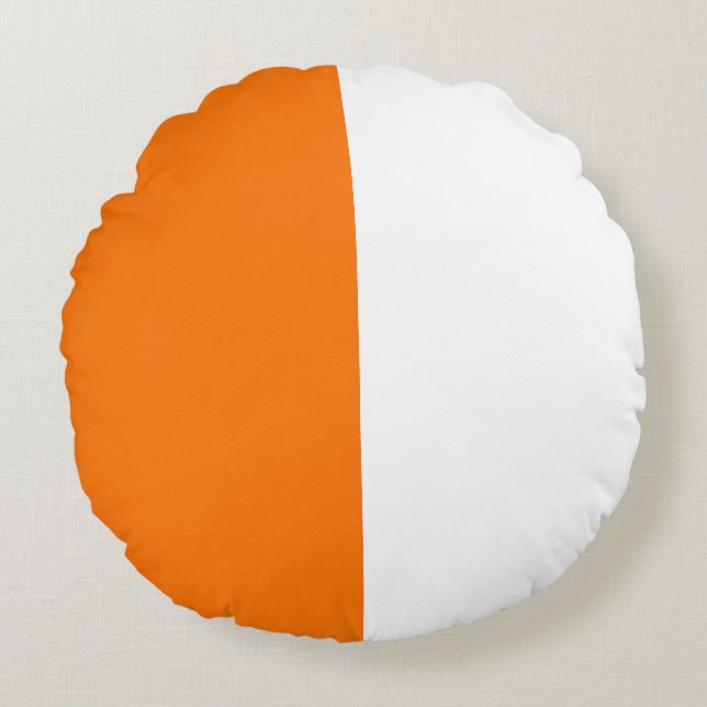 Orange White Two Colour Tone Half Split  Round Pillow (Front)