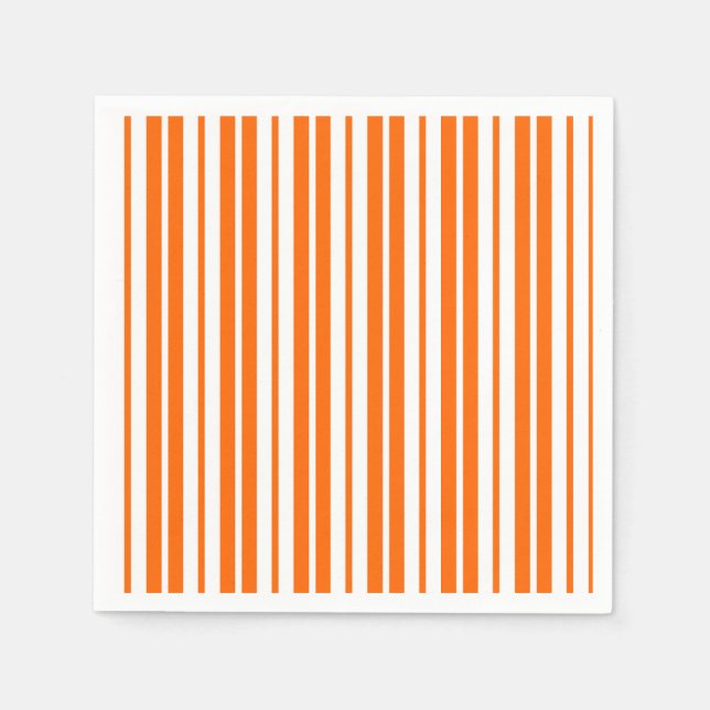 Orange White Vertical Stripes Pattern Napkin (Front)
