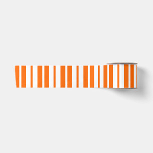 Orange White Vertical Stripes Pattern Satin Ribbon