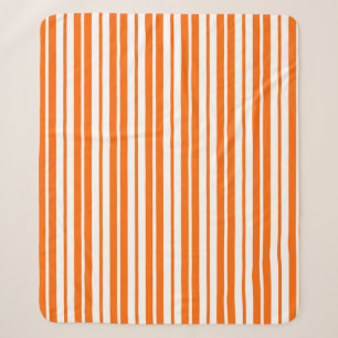 Orange White Vertical Stripes Pattern Sherpa Blanket