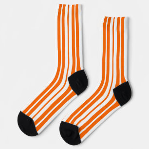 Orange White Vertical Stripes Pattern Socks