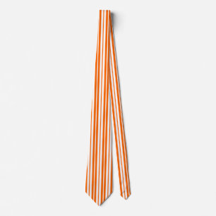 Orange White Vertical Stripes Pattern Tie