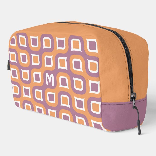 Orange White violet Purple Midcentury Art Pattern Dopp Kit (Right Corner)