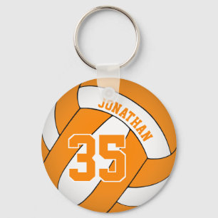 orange white volleyball team colours boys custom keychain