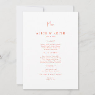 Orange & White Wedding Menu Invitation