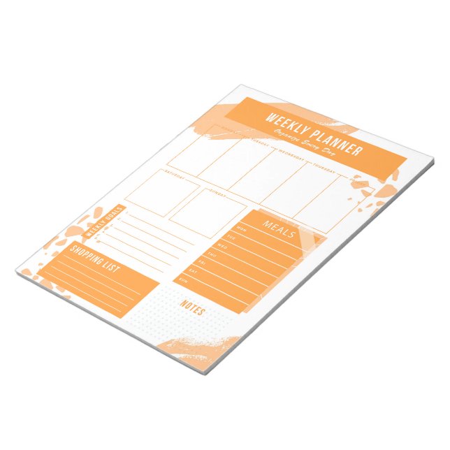 Orange-White Weekly Planner Notepad (Angled)