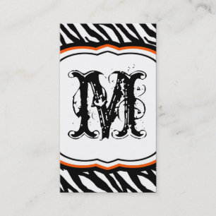 Orange White Zebra Motif d'impression Carte de vis