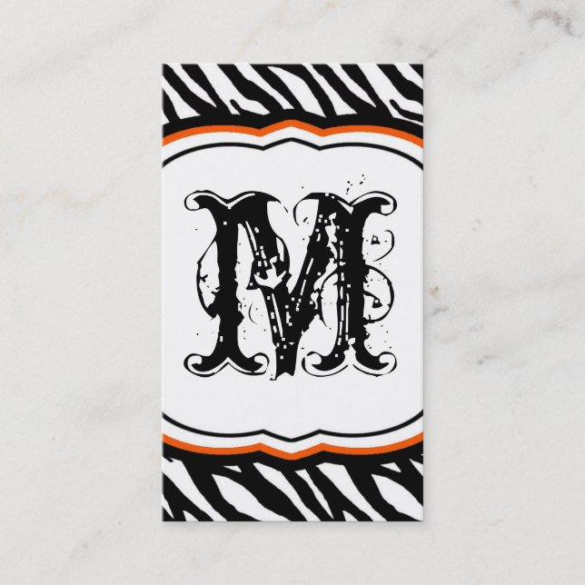 Orange White Zebra Print Pattern Business Card (Front)