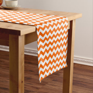 Orange & White Zigzag Chevron Pattern Medium Table Runner