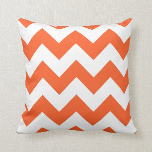Orange & White Zigzag Stripes Decorative Throw Pillow
