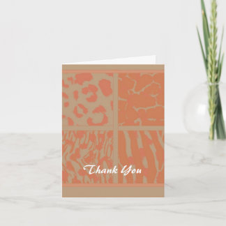 Orange Wild Animal Pattern Thank You Card