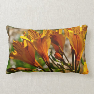 ORANGE WILD SPRING FLOWERS LUMBAR PILLOW