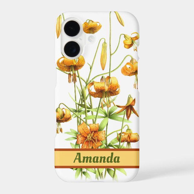 Orange Wild Tiger Lily Flowers Art Personalized (Back)