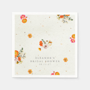 Orange Wildflower Personalized Bridal Shower Napkin