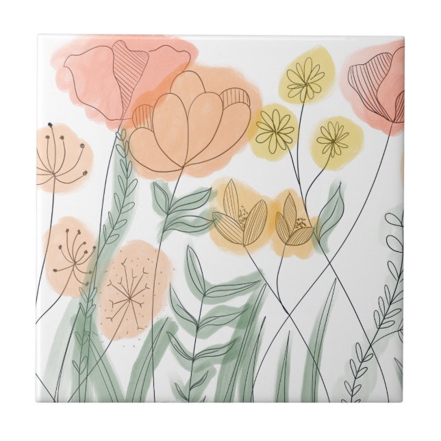 Orange Wildflowers Tile (Front)