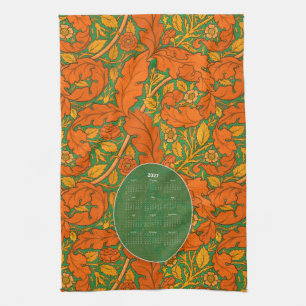Orange William Morris Acanthus & Rose Calendar Kitchen Towel
