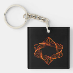 Orange Wire Frame Torus Object Keychain