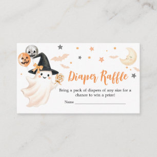 Orange Witch Ghost Little Boo Baby Diaper Raffle Enclosure Card
