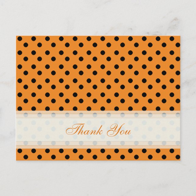 Orange with Black Polka Dot Thank You Cards (Front)
