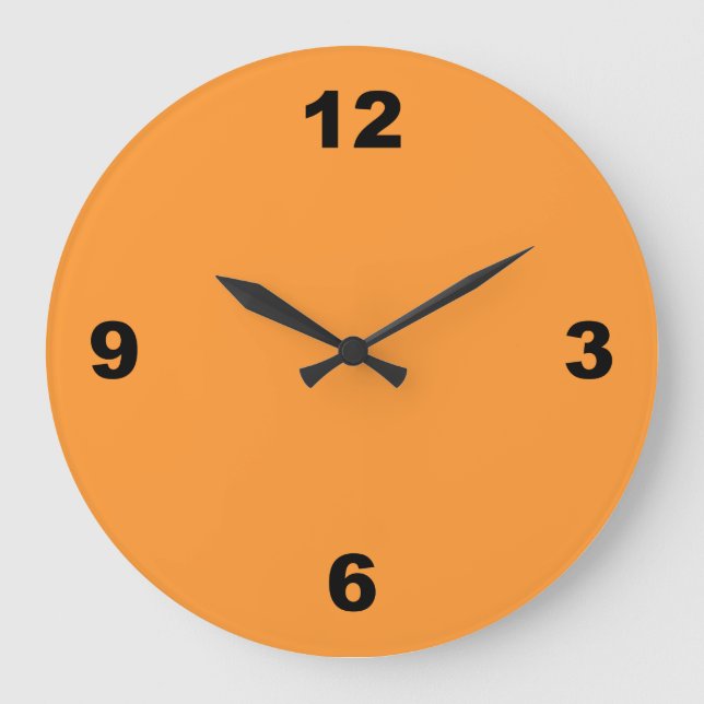 Orange with Large Black Numbers Wall Clock (Front)