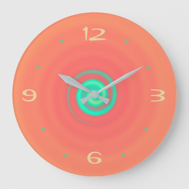 Orange with Lime Green Swirl> Kitchen Clock (Front)