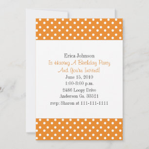Orange with White Polka Dot Print Party Invitation