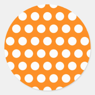 Orange with White Polka Dots Classic Round Sticker