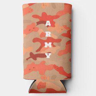 Orange Woodland Camo Seltzer Can Cooler