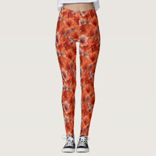 Orange Workout Amaryllis Floral Gift Ideas For  Leggings