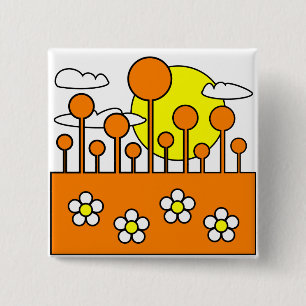 Orange World 2 Inch Square Button