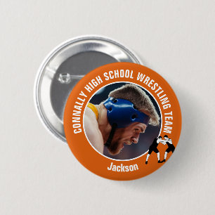 Orange Wrestling Team Photo High School Wrestler 2 Inch Round Button