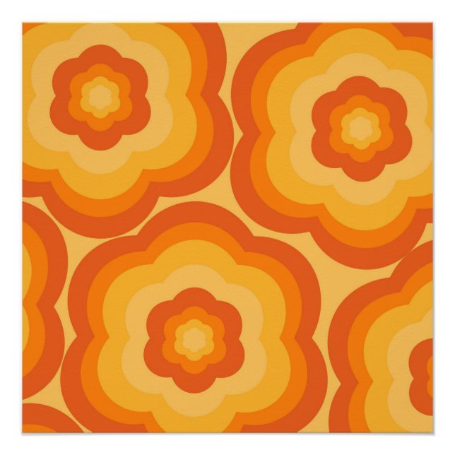 Orange Y2K Bold Wildflower Vibrant Spring Art Poster (Front)