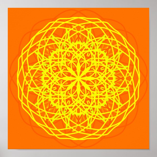 Orange Yellow Abstract Art Kaleidoscope Poster (Front)