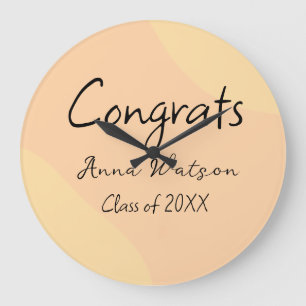 Orange yellow abstract graduate congrats add name  large clock