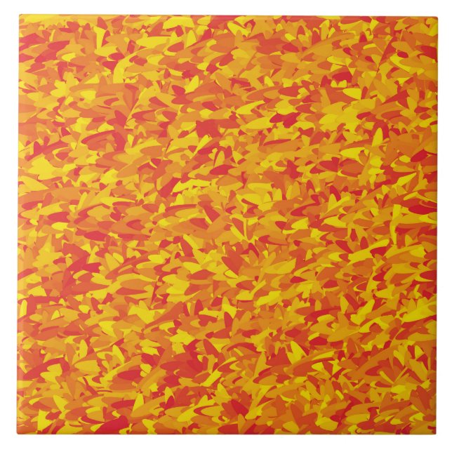 Orange Yellow Abstract Pattern Tile (Front)