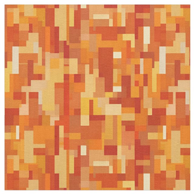 Orange / Yellow Abstract Squares & Rectangles Fabric (Close Up)