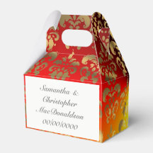 Orange yellow and gold damask wedding