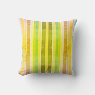 Orange Yellow and Green Striped Throw Pillow