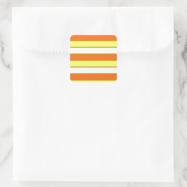 Orange, Yellow and White Stripes Square Sticker (Bag)