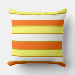 Orange, Yellow and White Stripes Throw Pillow