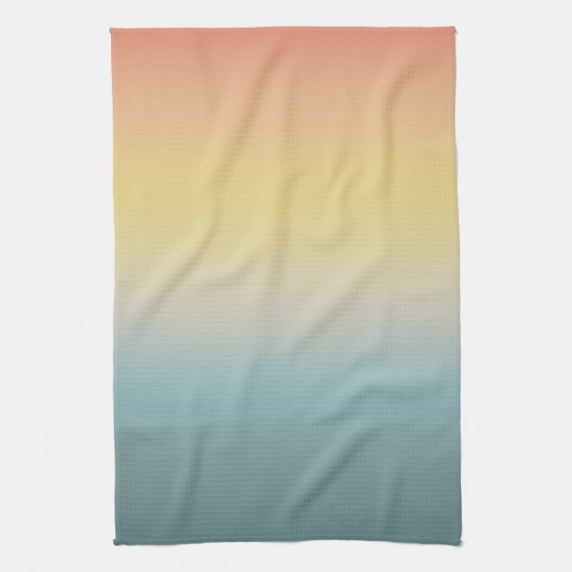 Orange Yellow Aqua Sunset Sky Kitchen Towel (Vertical)