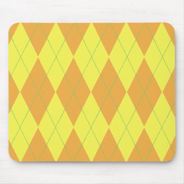 Orange & Yellow Argyle Mouse Pad (Front)