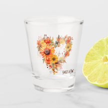 Orange & Yellow Autumn Botanical Heart