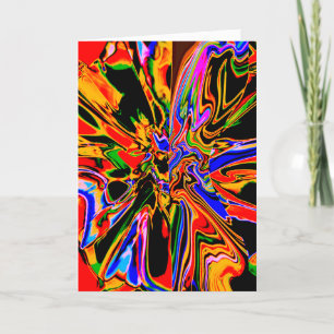 Orange Yellow Black Blue Abstract Flower Design Card