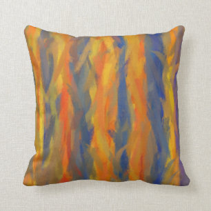 Orange Yellow Blue Abstract Art Painting 3 Throw Pillow