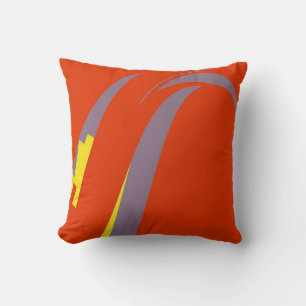 Orange Yellow Blue Retro Abstract Art Deco Throw Pillow