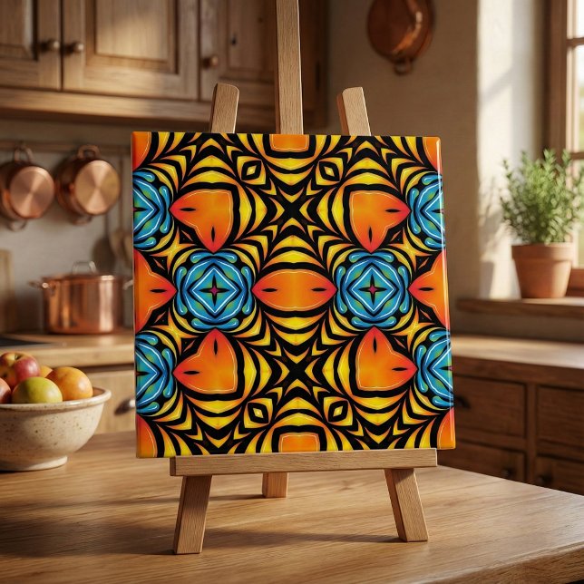 Orange Yellow Blue Symmetrical Arrangements Tile (Creator Uploaded)