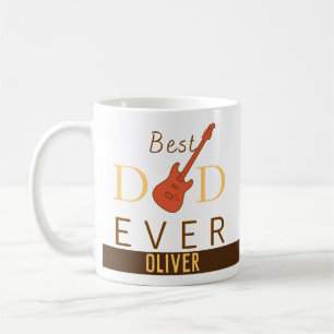  Orange Yellow Brown Best Dad Ever Music Guitar    Coffee Mug